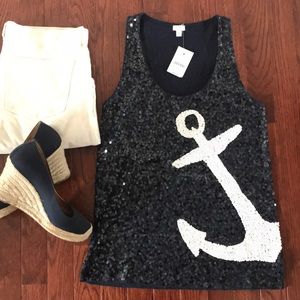 J Crew sequin anchor tank